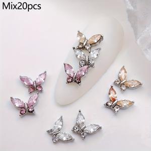 TEMU 20개 미니 3D 나비 네일 아트 참 - DIY 네일, 신발, 가방, 휴대폰 케이스용 다색 합금 라인스톤 장식품 - 반짝이는 액세서리, 내구성 있는 장식