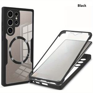 TEMU 360도 풀바디 자석 휴대폰 케이스, 갤럭시 S25 S24 S23 S22 울트라 플러스 S24 S23 S21 FE 듀얼사이드 투명 보호 커버|폰케이스|S21케이스|S22케이스