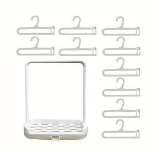 TEMU 11pcs 세트 (1 스탠드 + 10 미니 행거) 미니어처 의류 보관 상자: 화이트 플라스틱 데스크탑 액세서리, 화장품 및 액세서리용|스탠드옷걸이