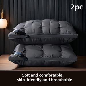 TEMU 2pcs 고급 호텔 품질 베개 코어 - 깊은 수면 목 지원, 붕괴 방지 고급 베개, 밀도 높은 지원력, 모든 계절에 적합, 100% 폴리에스터 섬유填充, 우아한 홈 데코, 크기 18.9X29.13 인치, 호텔 베개