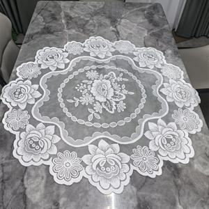 TEMU 플로럴 라운드 테이블보 - 90x90cm 기계제작 폴리에스터 먼지방지 커버, 찻주전자 & 밥솥용, 크리스마스 주방 & 홈 액세서리, 전기 주방용품 커버, 식탁 장식, 유럽 스타일 디자인, 내구성 좋은 소재, 고급 품질, 다목적 액세서리, 휴일 장식용|티테이블
