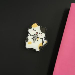TEMU 2D 플랫 카툰 노래하는 고양이 폰 케이스, 접착식 백 스탠드 포함 - 귀여운, 접이식 손가락 홀더, 아크릴 소재, 친구와 가족에게 완벽한 선물, 독특하고 창의적인 선물