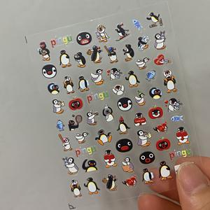 TEMU 귀여운 펭귄 및 만화 과일 디자인 네일 스티커 - 자체 접착, 재사용 가능한 폴리비닐 아크릴 스티커 - 핀, 폰 케이스, 거울, 리모컨 및 더 많은 것에 사용할 수 있는 하이포알러겐, DIY 공예 용품 | 재미있는 디자인 | 하이포알러겐 스티커|네일재료