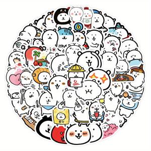TEMU 105개 귀여운 재미있는 곰 만화 스티커 - 재사용 가능한 비닐 데칼, 물병, 스케이트보드, 노트북, 휴대폰, 일기 및 스크랩북용 - 다양한 디자인, 하트, 음식 및 액세서리, 파티 용품 | 재미있는 디자인 | 내구성 있는 데칼, 귀여운 스티커