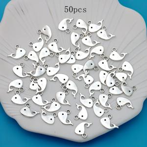 TEMU 50개 소규모 비즈니스 용품 주석 합금 도금 고전 은색 고래 매듭 펜던트 매듭 팔찌 목걸이/귀걸이 DIY 보석 만들기 용 주석 합금 패션 바다 펜던트 DIY 보석 만들기 및 액세서리 용 - 목걸이, 팔찌, 귀걸이, 키체인, 폰 체인 및 가방 장식, 보석 만들기 용 매듭