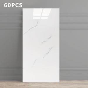 TEMU 60개 자체 접착식 3D 벽지 타일 - 방수, 광택 마블 컨택트 페이퍼, 쉬운 청소 블랙/그레이/화이트 주방/욕실/거실 벽면용 스티커, 홈 타일 스티커, 현대적 스타일|스티커|시트지