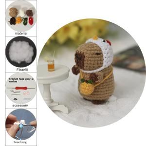 TEMU 치킨 모자를 입은 카피바라를 위한 DIY 크로셰 키트.