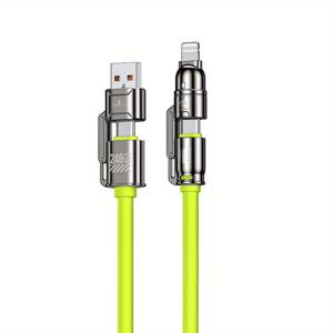 TEMU 240W MAX 4in 1 고속 충전 케이블, USB-A/Type-C/Lightning 포함, for iPhone 16/15/14/13/12/11 Pro Max, for Samsung S25/S24/S23, LG, Moto G, Google Pixel용 4in 1 고속 충전 케이블|C타입충전기