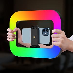 TEMU 2025년 최신 업그레이드된 다기능 휴대용 RGB+ 3색 온도 링 카메라 라이트, 내장된 3000mAh 리튬 배터리, 45가지 조명 효과 모드, 밝기 및 플래시 주파수가 자유롭게 조절 가능, 휴대폰 셀카, 비디오 녹화, 줌 미팅, 블로깅, 라이브 스트리밍 - 실내 및 실외 사용
