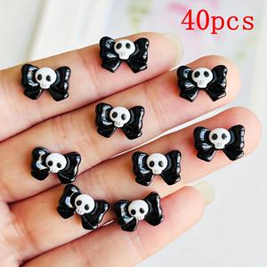 TEMU 18/40pcs 할로윈 고딕 보우, 해골 머리 네일 장식, 플랫백 레진 라인스톤 다기능 네일 아트 공예 액세서리, 스크랩북 장식, DIY 헤어 클립, 헤드밴드, 휴대폰 케이스 액세서리에 적합합니다.