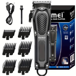 TEMU KM-1071 전문가용 전기 헤어 클리퍼 USB 충전식 무선 면도기 남성용 강력한 헤어 클리퍼 트리밍 도구|나에게 헤어 클리퍼