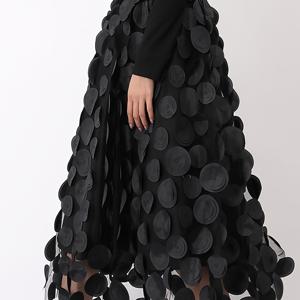 TEMU 아플리케 신축성 있는 허리 스커트, 봄 & 여름용 세련된 A라인 미디 길이 스커트, 여성 의류