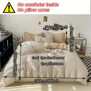 TEMU 2/3pcs 이불 커버 세트 (1 * 이불 커버 + 1/2 * 베개커버, 코어 없음), 작은 체크무늬 침구 세트, 부드러운 편안한 이불 커버, 침실, 게스트룸용
