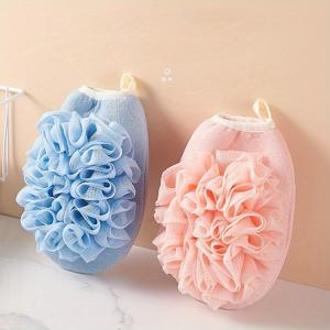 TEMU 럭셔리 2-in-1 목욕 스펀지 & 루파 볼 - 부드럽고 양면 각질 제거 샤워 스크러버, 깊은 피부 클렌징용