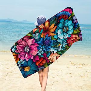 TEMU 초흡수 빠른 건조 비치 타월 - 경량 폴리에스테르, 수영장, 스파 및 목욕용 모던 디자인