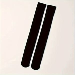 TEMU 여성용 엑스트라 라지 (플러스 사이즈) 썸스타킹 - 우아한 시스루 블랙 스타일, 매끄러운 질감, 오염 방지, 정장 및 캐주얼 착용 가능, 손세탁/드라이클리닝 쉬움, 특별한 날을 위한 타이 하이 스타킹, 사무실 액세서리, 슬림 핏, 편안한 소재, 일상복