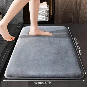 TEMU 울트라 소프트 & 흡수성 25D 스펀지 욕실 매트 - 미끄럼 방지 코랄 플리스 샤워, 욕조 및 홈 데코용 욕실 러그, 회색, 욕실 매트