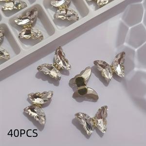 TEMU 울트라 샤이니 신제품 40팩 비즈 입체 네일 아트 장식 고품질 유리 5mm*10mm 네일 아트 고급 유리 나비 오너먼트 보라색 오로라 컬러풀 폰 케이스 헤드스트링 의류 가방 신발 인터넷 트렌디 고품질 유리