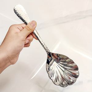 TEMU 우아한 스테인리스 스틸 쉘 스푼 - 망치질 마감, 대형 서빙 & 수프 국자, 가정용, 주방, 레스토랑, 캠핑 & 피크닉용 - 완벽한 선물 아이디어