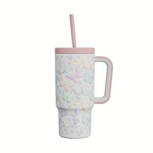 TEMU Meoky 24oz 스테인리스 스틸 단열 텀블러, 뚜껑 및 빨대 포함 - 누수 방지, BPA 프리, 야외 모험, 캠핑, 하이킹 및 여행에 이상적|텀블러