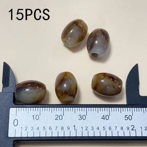 TEMU 스타일 아크릴 비즈 15개, 투르키스 텍스처가 있는 오발 모양, 큰 구멍이 있는 합성 장식 비즈, 보석 만들기, DIY 팔찌, 목걸이, 귀걸이, 공예 액세서리