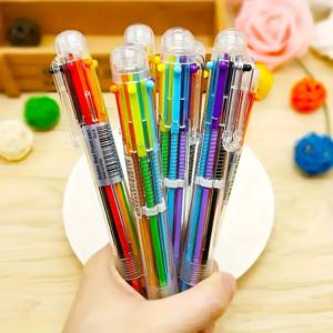 TEMU 1pc 6색 볼펜 - 부드러운 글쓰기에 적합한 다색 잉크, 일기 쓰기, 메모 작성 및 사무용품에 적합합니다.