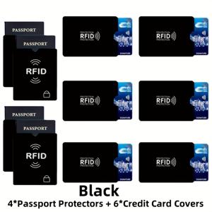 TEMU 정보 보안을 위한 안티 스캐닝 커버 RFID 차단 카드 홀더 세트 - 신용카드 홀더용 2/4개 + 여권 홀더용 4/6개, 신용카드, 여권, 신분증 및 명함에 적합|명함지갑
