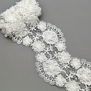 TEMU 1야드, 흰색 레이스 장식, 폭 13cm, 입체적 레이스 액세서리, 자수된 중공 레이스, 커프스용, 의류 및 커튼용 - 의류 소품