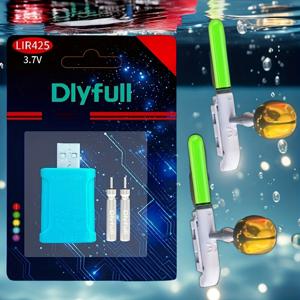 TEMU DIY풀 로드 팁 더블 벨 라이트 + LIR425 충전식 배터리 충전기 키트, 낚시 후크 감지, 컬러 체인징 팁, 캐스팅, 해양 낚시대, 형광 야간 발광 스틱 및 해안 낚시 알람 플로트 세트