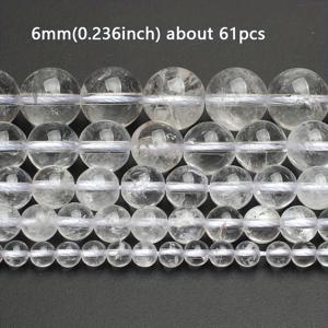 TEMU 4 6 8 10mm 자연석 비즈 화이트 투명 원형 느슨한 비즈 보석 만들기 DIY 여름 팔찌 귀걸이 액세서리