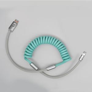 TEMU 100W 6A USB-타입C 고속 충전 스프링 데이터 케이블, 고탄성 나일론 브레이드, 제품 길이 유연하고 유연함, 아이폰 15/16 시리즈, 갤럭시 S22/S23/S24, 샤오미 14/ 울트라 시리즈, 화웨이 메이트50/60 시리즈, 오포, 바이보 휴대폰 고속 충전에 적합, 차량용 충전 가능, 재택 및 여행 중 사용하기 편리한 기술 패션 제품