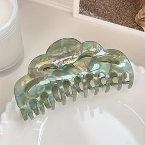 TEMU 1pc 우아한 비취색 머메이드 헤어 클로 클립 - 높은 포니테일을 위한 대형 PVC 상어 클립, 휴가, 캐주얼 아웃팅, 파티, 얼굴 세척, 목욕, 메이크업에 적합한 스타일리시하고 다재다능한 액세서리 - 최고의 친구, 여행, 메이크업 애플리케이션에 이상적인 선물 | 재미있는 디자인 | PVC 재질