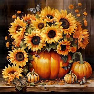 TEMU 5D DIY 페인팅 키트 - 화려한 호박 & 디자인, 원형 아크릴 , 가을 주제 공예, 프레임 없는 벽화 & 선물, 15.75x15.75 인치, 아트