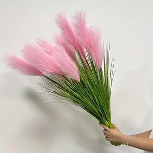 TEMU 5개의 대형, 현실적인 핑크 인공 포크스 테일 그라스 식물, 높이 84-99cm, 핑크 리드 꽃과 녹색 잎사귀가 있는, 유지보수 필요 없는 및 자외선 방지; 집, 사무실, 현관, 정원 장식에 완벽함 - 연중 디스플레이, 결혼식, 기념일, 축제 행사에 이상적; 실내외 모두 사용 가능