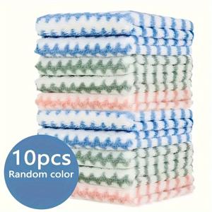 TEMU 20/10/5pcs 초소형 마이크로파이버 식기 천 - 두꺼운, 흡수력, 얼룩 제거, 양면 수건, 주방, 욕실 등에 적합, 내구성이 뛰어난 폴리에스터로 제작, 가정 및 사무실 사용에 적합, 식기 수건