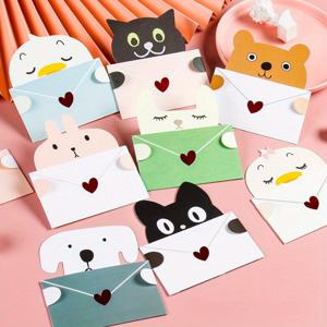 TEMU 18개 세트, 귀여운 만화 선물 카드, 접은velop Envelope 인사 카드, 휴일 인사, 귀여운 동물 포스트카드 감사 카드, 생일 파티 초대장, 인사, 휴일 유니버설 카드, 9장 인사 카드, 1개씩 및 9장velop Envelope 포함