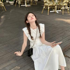 TEMU 우아한 프랑스 영감을 받은 보라색 드레스 - 루플 디테일, 슬리브리스, A라인 실루엣, 여성용 플로우리 소매 여름 드레스, 캐주얼 또는 공식적인 기회에 적합, 여름 드레스|나시원피스|민소매원피스