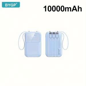 TEMU 초고속 충전 모바일 파워뱅크 10000mAh - 아이폰 PD 18W 및 QC2.0/22.5W 지원, 케이블(USB-A/Type-C/mccio) 포트, LED 디스플레이, 야외 캠핑 비상 백업 배터리 팩|보조배터리|보조배터리20000