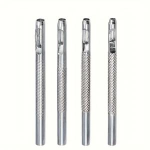 TEMU 4pcs 수동 가죽 펀치 세트, 다양한 크기 (2.5mm, 3mm, 3.5mm, 4mm) - 내구성 강한 카본 스틸 벨트 펀처 공예용 핸드헬드 홀로우 펀치 도구