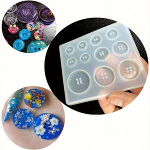 TEMU 1개 화이트 실리콘 버튼 몰드, 에폭시 수지 공예용 - DIY 주얼리 만들기 & 다용도 디자인의 장식용 버튼, 내구성 있는 재료, 공예용 버튼