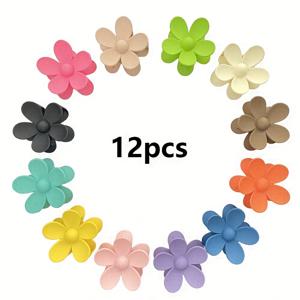 TEMU 여성을 위한 12팩 우아한 헤어클립, 대형 단색 PVC 꽃 헤어클립, 두꺼운 헤어를 위한 손상 없는 스타일링 액세서리, 홈커밍 페스티벌에 완벽한 선택
