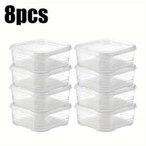 TEMU 8개 누수 방지 재사용 식품 보관용기 뚜껑 포함 – 고기, 과일, 채소, 소스용 투명 플라스틱 밀봉 상자 – 냉동고 및 냉장고 정리, 주방 필수품에 완벽함|냉동고|트라이탄밀폐용기
