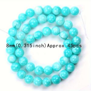 TEMU 6mm(0.236인치) - 10mm(0.393인치) 천연 아마조나이트 블루 화이트 비즈, 주얼리 만들기용 라운드 비즈