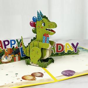 TEMU 1개 팝업 카드 + 봉투 포함, 만화 공룡 테마 생일카드 - 손자/손녀/아들/딸/조카/여동생/남동생/형제/누나/친구//남자친구에게 딱!