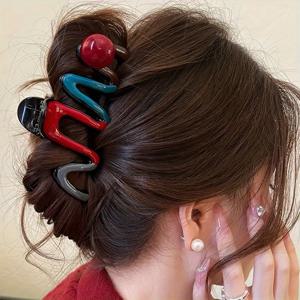 TEMU 1/2pcs/Set Wave Design 진주 헤어 클립, 대형 PVC 상어 클립, 여성 및 소녀에게 적합, 귀여운 및 간단한 스타일, 단일 피스, 우아한 헤어 스타일 | Wave Design 클립 | 현대 미학, 상어 헤어 클립