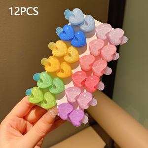 TEMU 12pcs 고가의 꽃, 하트, 별 소녀 헤어 클립, 만화 INS 귀여운 스타일 헤어 액세서리, 프린스 클립, 캔디 컬러 헤어 클립, 소녀 및 소녀 헤어 액세서리에 적합, 휴일 딸에게 이상적인 선물