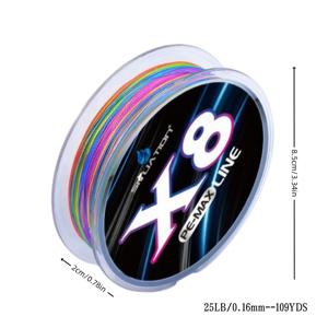 TEMU 8개의 줄을 가진 8줄 컬러풀 낚시줄, 100m/300m/500m 크기, 25LB/33LB/41LB/45LB/60LB/80LB/90LB 슈퍼 강력한 브레이드드 라인, 민물과 바닷물 낚시용으로 내구성이 뛰어납니다.