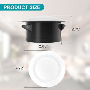 TEMU 조절 가능한 라운드 에어 벤트 커버, 75/100/125/150/200mm ABS 플라스틱 천장 디퓨저, 거실, 옷장, 욕실, 주방용 회전 개방구 – 화이트, 쉬운 설치, 내구성 및 우아한 디자인