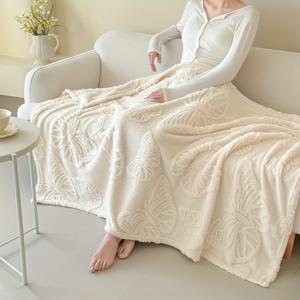 TEMU 1개 자카드 플란넬 담요, 세련된 자카드 공예, 단색 이중면 벨벳으로 제작, 여름 사무실 담요, 점심 시간 담요, 이중 시트, 대형과 소형, 다양한 색상으로 이용 가능