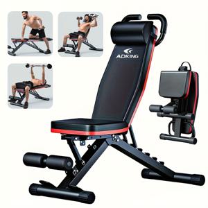 TEMU 1개 14-in-1 다기능 피트니스 벤치, 하중 500kg/1102.31lbs, 전문가용적으로 접을 수 있는 스포츠 의자, 쿠션 헤드레스트, 핸들, 끈 포함